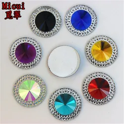 Micui 50pcs 20mm Dual color Flatback Resin Round Stone beads flatback resin rhinestone for Dress Garment DIY deco ZZ489