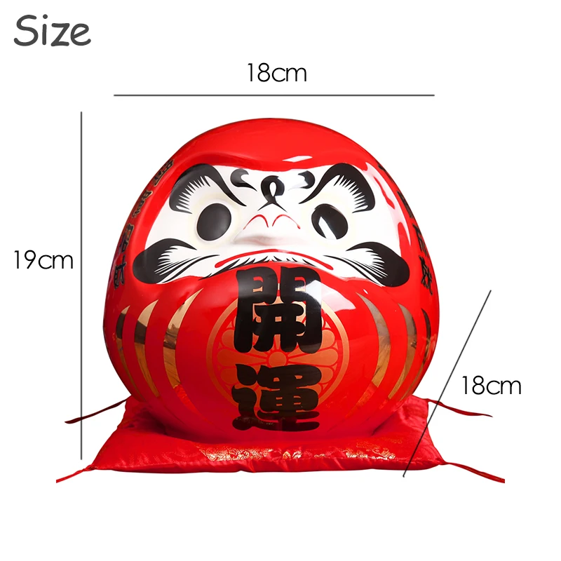 7.5 inch Japanese Ceramic Daruma Doll Lucky Charm Feng Shui Zen Ornament Centerpiece Money Box Home Desktop Decoration