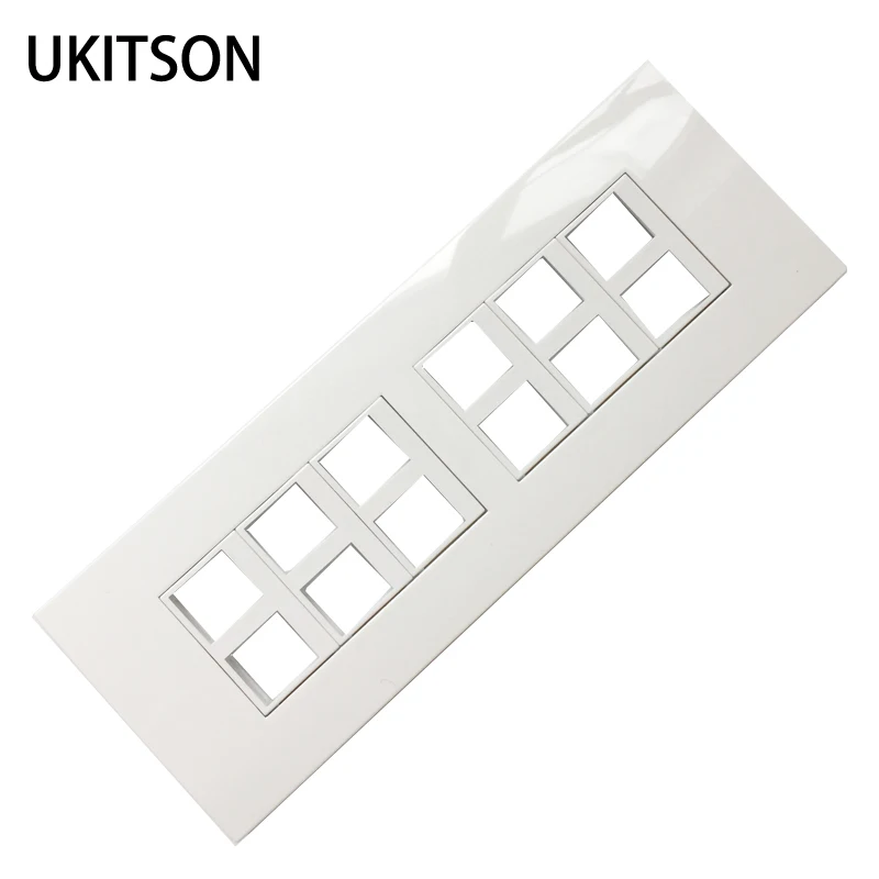 Panel de pared Keystone Jack de 12 puertos, placa frontal, marco de salida vacío en blanco, inserto blanco para enchufe de ranura