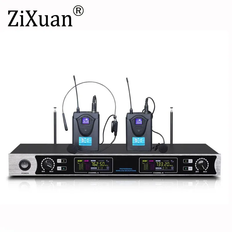 

Top Quality EW240 Stage Performance 2 Channel Wireless Headset Microphones System UHF Karaoke System Cordless 2 Headset Mic bod