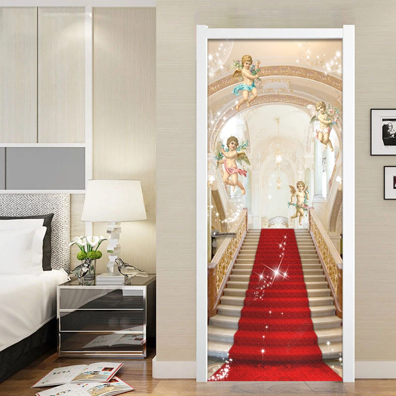 High Quality European Style Angel Stairs Photo Mural Wallpaper Hotel Living Room Door Decor Mural Sticker PVC Vinyl Wallpaper 3D