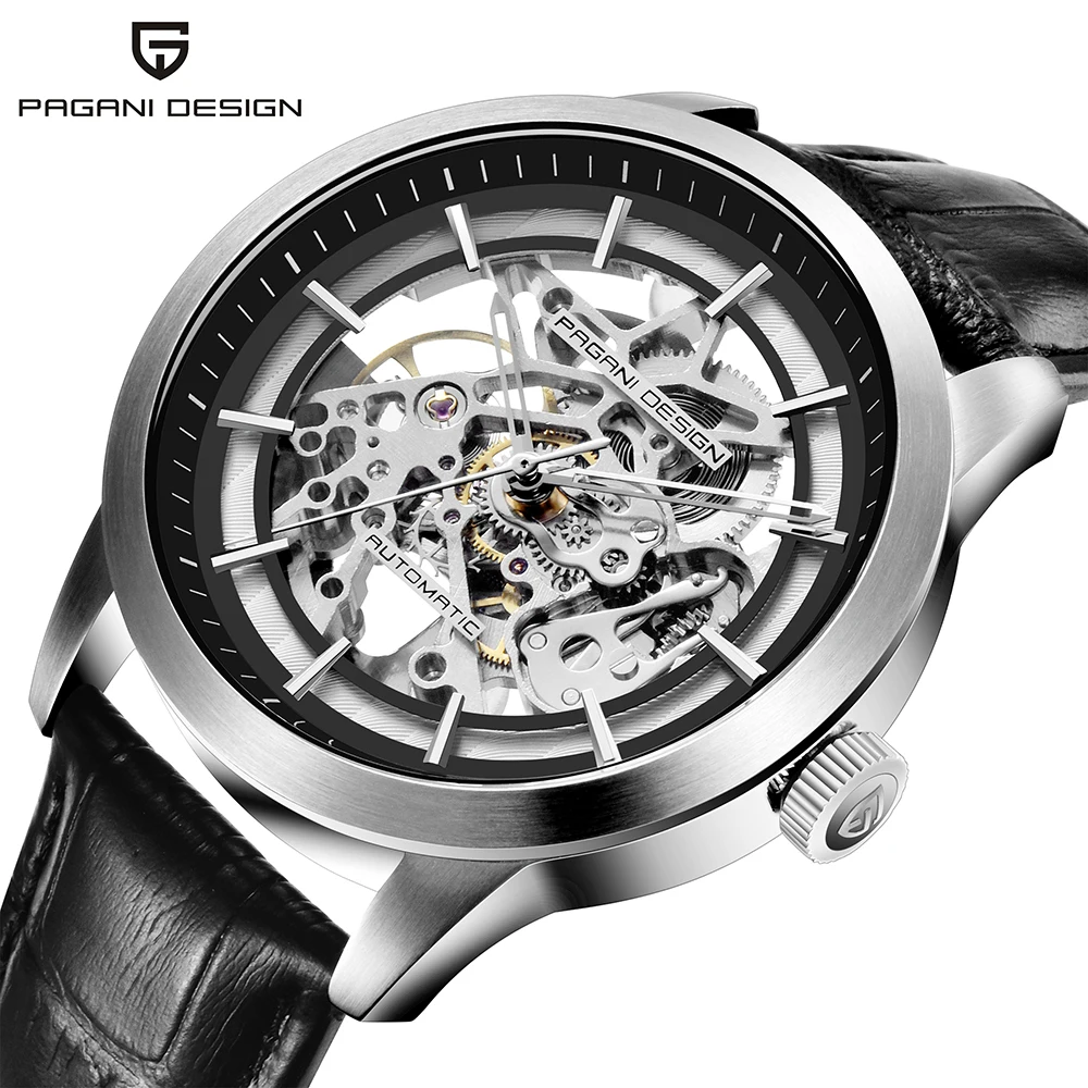 PAGANI DESIGN Brand Hot Sale 2019 Skeleton Hollow Leather Men's Wrist Watches Luxury Mechanical Male Clock New Relogio Masculino