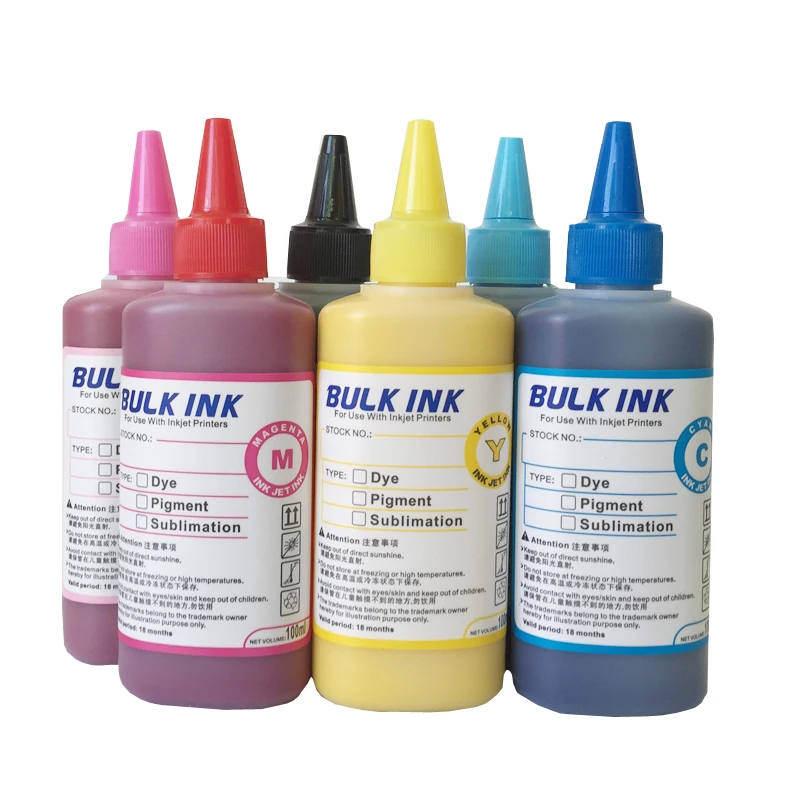 6*100ml Universal Refill Pigment Ink Compatible For Suitable for EPSON printer cartridges