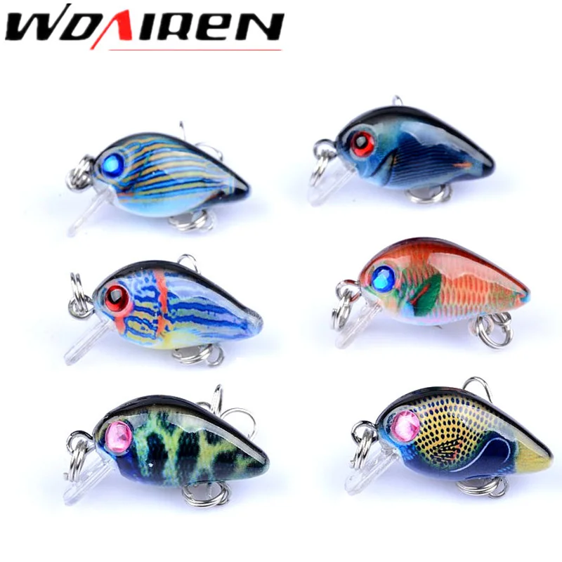 

WDAIREN 6Pcs/lot 2.8cm 1.6g Fishing Lures Crank Baits Mini Crankbait 3D Eyes Artificial Lure Bait with Lifelike Fake Lure set