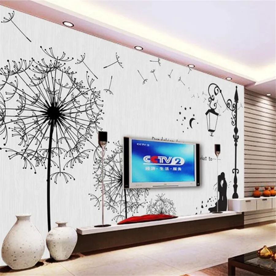 

wellyu Custom photo wallpaper 3d murals romantic couple dandelion living room bedroom TV background wall paper papel de parede