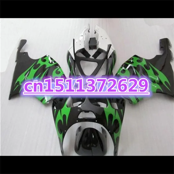 Green flame black Fairing For KAWASAKI NINJA ZX 7R 96 97 98 99 00 01 02 03 ZX 7R 1996-2003  ZX7R 96-03-Dor D