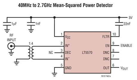 LT5570IDD LT5570 - Fast Responding, 40MHz to 2.7GHz Mean-Squared Power Detector