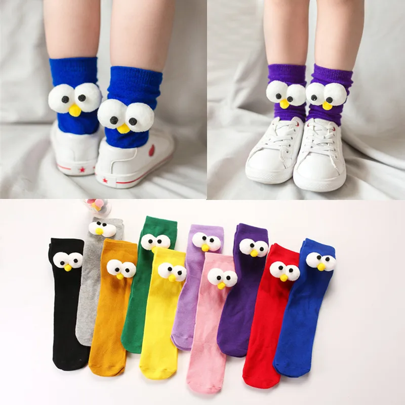 Children's Fashion big eyes straight pipes children's socks cute cartoon babies stockings and socks Boys Girl High-grade Socks