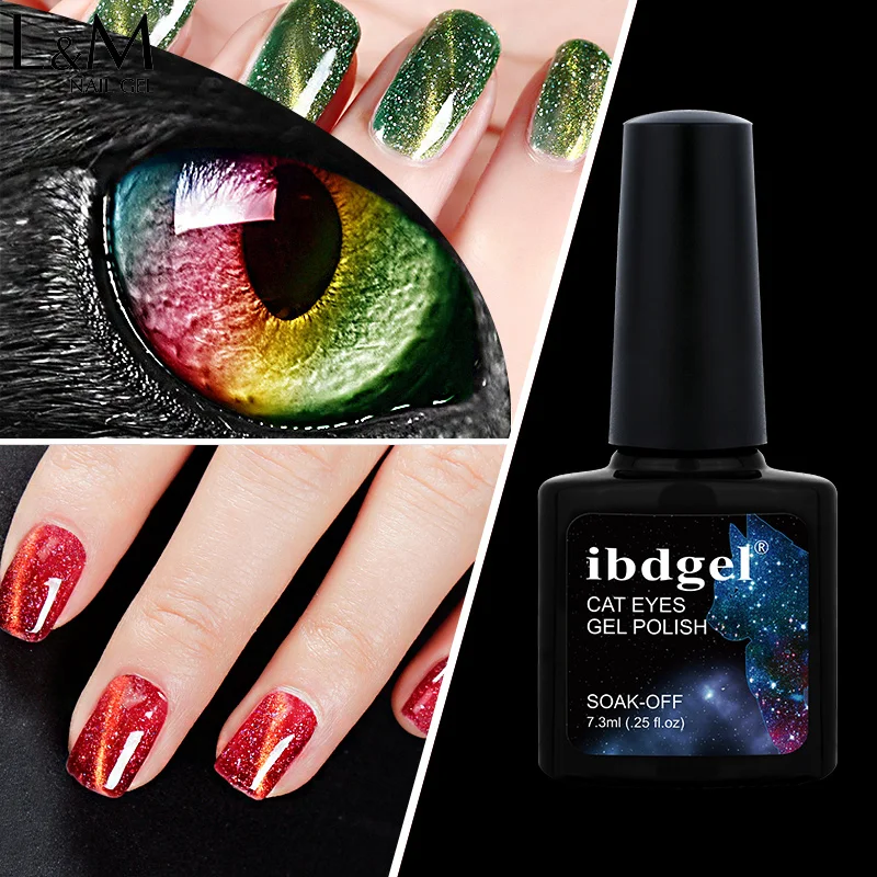 ibdgel brand Cat eyes Nail Gel 6 Colors/set  3D Rainbow Magnet Varnishes LED Long-Lasting Soak Off via UV Cat Eye UV Nail Art