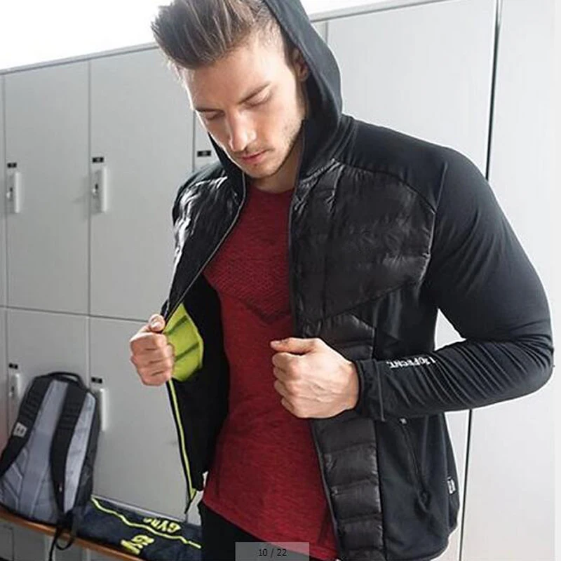 Men Running Jackets Winter Outdoors Workout Sport Coat Windproof Waterproof Keep Warm Down Jackets Gym Jogging Jacket