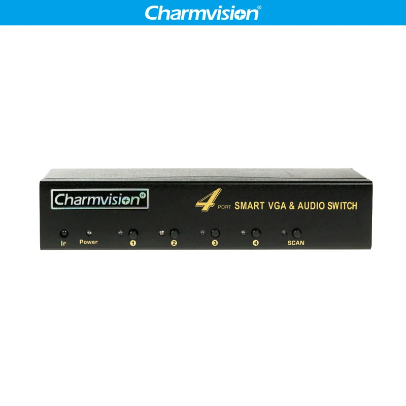Charmvision VA401R 4 Ports VGA 3.5mm Audio Switcher Auto Canning Remote Control VGA L/R voice Simultaneously Switch Control