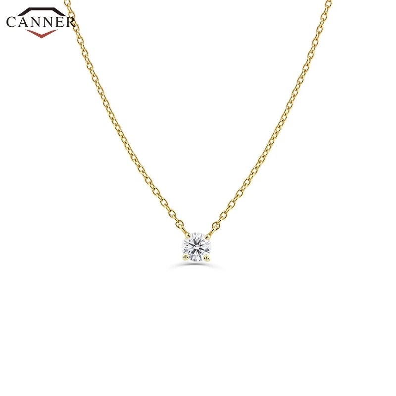 CANNER 925 Sterling Silver Necklace Women Cubic Zirconia Necklace Jewelry CZ Crystal Choker Necklace Gold Color Collier H40