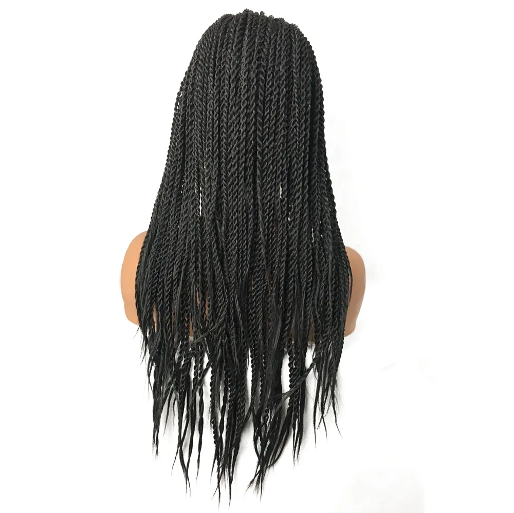 StrongBeauty Braided Box Braids Hair Synthetic Twisted Braid Lace Front Wigs Long Black African American Wig