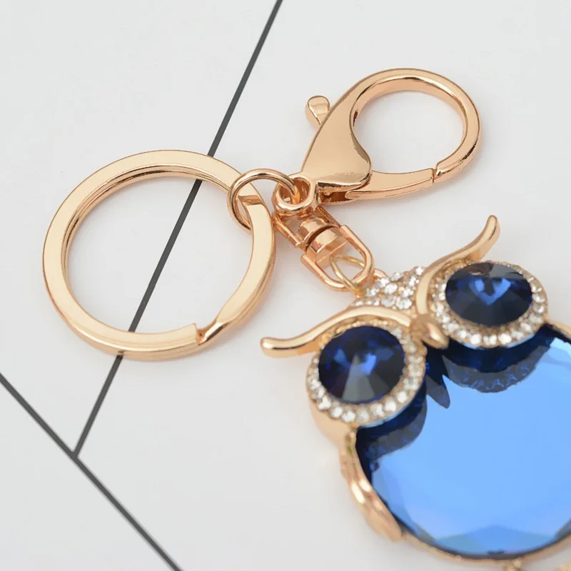 Zinc alloy Crystal Owl Keychain Car Accessories Key Rings Women Keychains For Bag Keys Pendants Decoration Fashion 2019