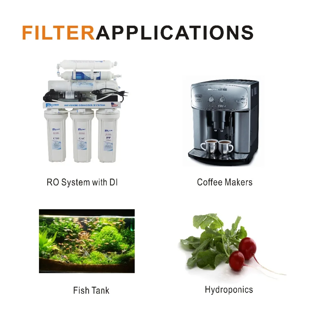 Inline Deionization Water Filter RO Purifier Replacement DI Mixed Bed Resin Filters 10\