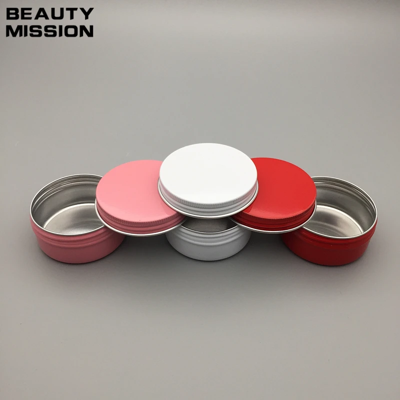 

50g white/pink/red empty aluminum (Metal) ointment box 50ml aluminum cream jar cosmetic bottle with screw cap metal container