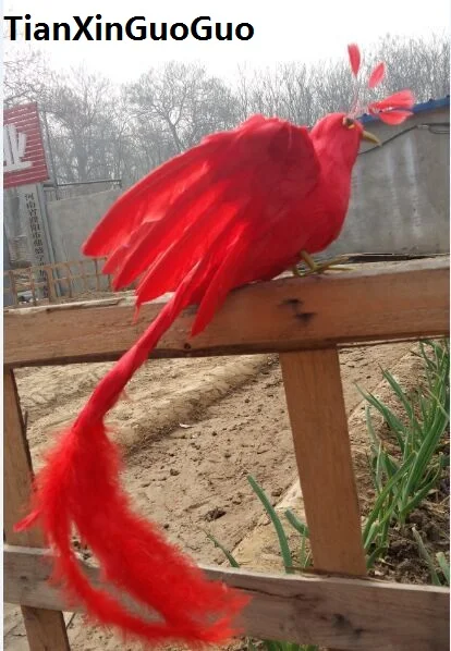 large 50x45cm red feathers Phoenix bird hard model prop handicraft home garden decoration s1865