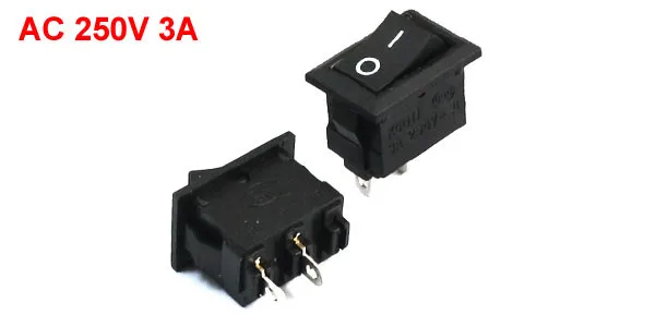 5Pcs Wholesale 10*15 Ship Type Switch Black AC 3A 250V 2 Pin ON/OFF I/O SPST Snap in Mini Boat Rocker Switch 10X15