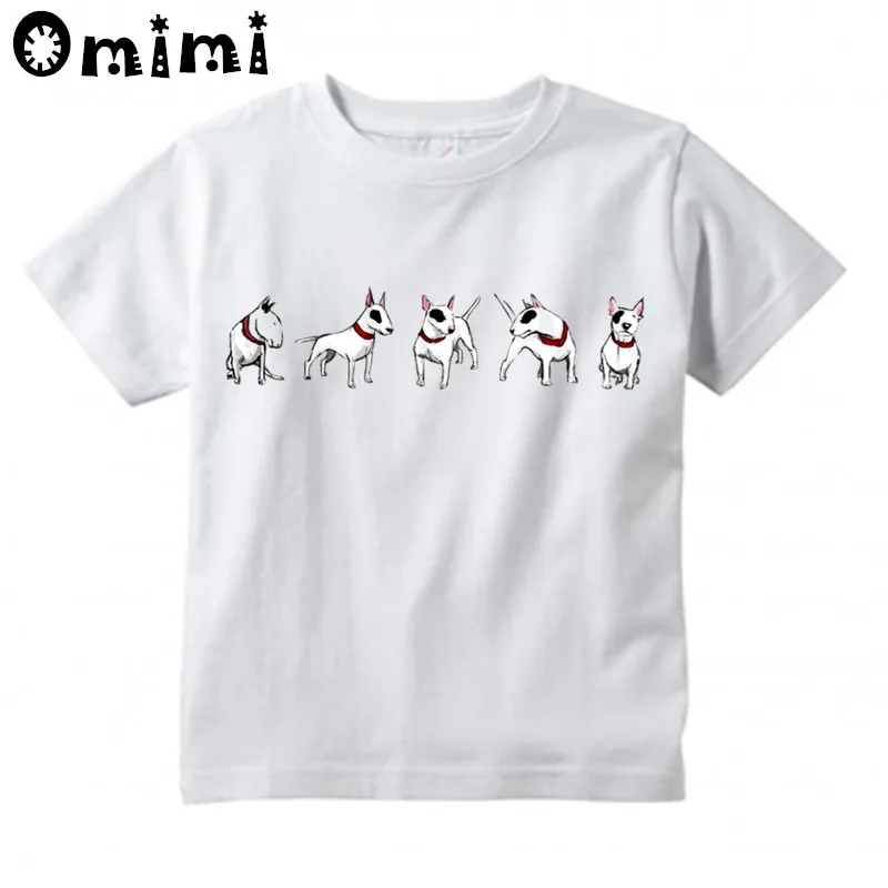 

Boys/Girls Bull Terrier Dog Pet Animal Funny Printed T Shirt Kids Short Sleeve Tops Children's White T-Shirt