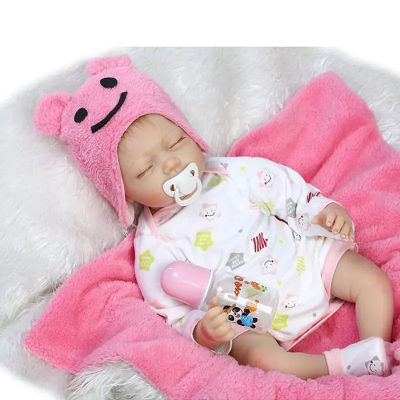 Kawaii 22inch Twins Baby Doll Silicone Reborn Doll 55CM BeBe Reborn Lifelike Realistic Doll For Kids Birthday Gift Brinquedos