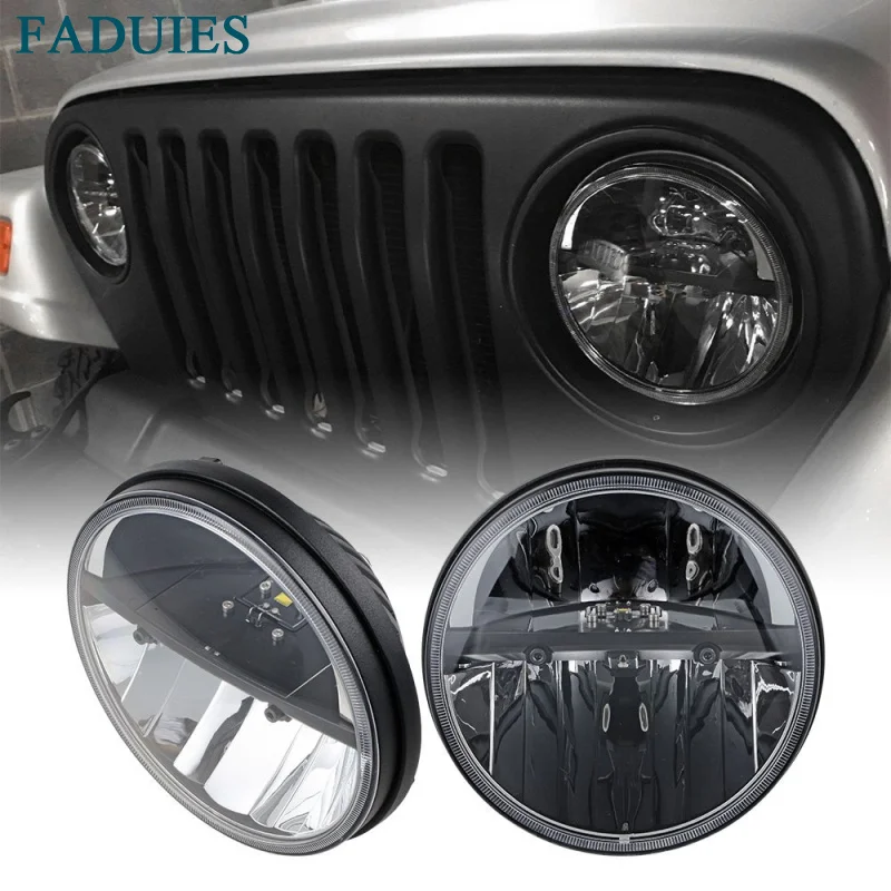 

FADUIES 1 Pair Black 7" Inch Round 36W LED Headlights High/Low Beam For Jeep Wrangler CJ JK TJ 2007-2017