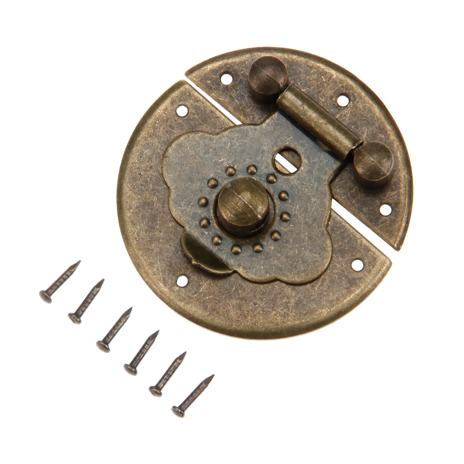 DRELD-골동품 청동 상자 가방 라운드 토글 래치 걸쇠 버클 나무 상자 잠금 빈티지 가구 하드웨어, 1 개