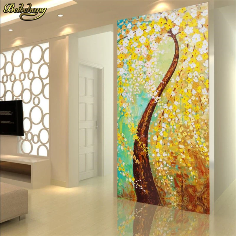 

beibehang Custom Fat tree painting Mural Wall paper Renovation Door wall Stickers Papel De Parede 3D wallpaper for walls 3 d