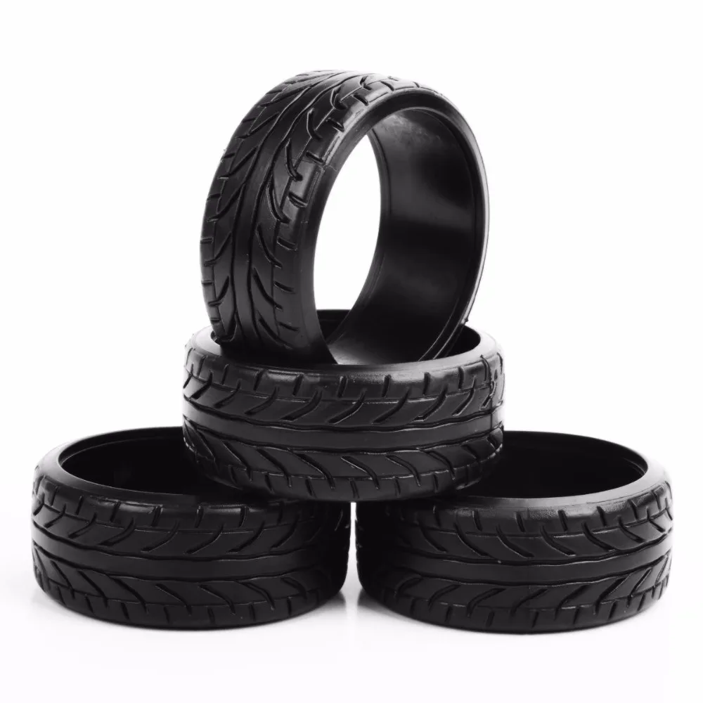 1:10 Scale 4Pcs Rubber Flat Drift Tires Flat Racing Drift Tires 4Pcs Set RC On- Road Tyre For HPI Car HSP PP0292