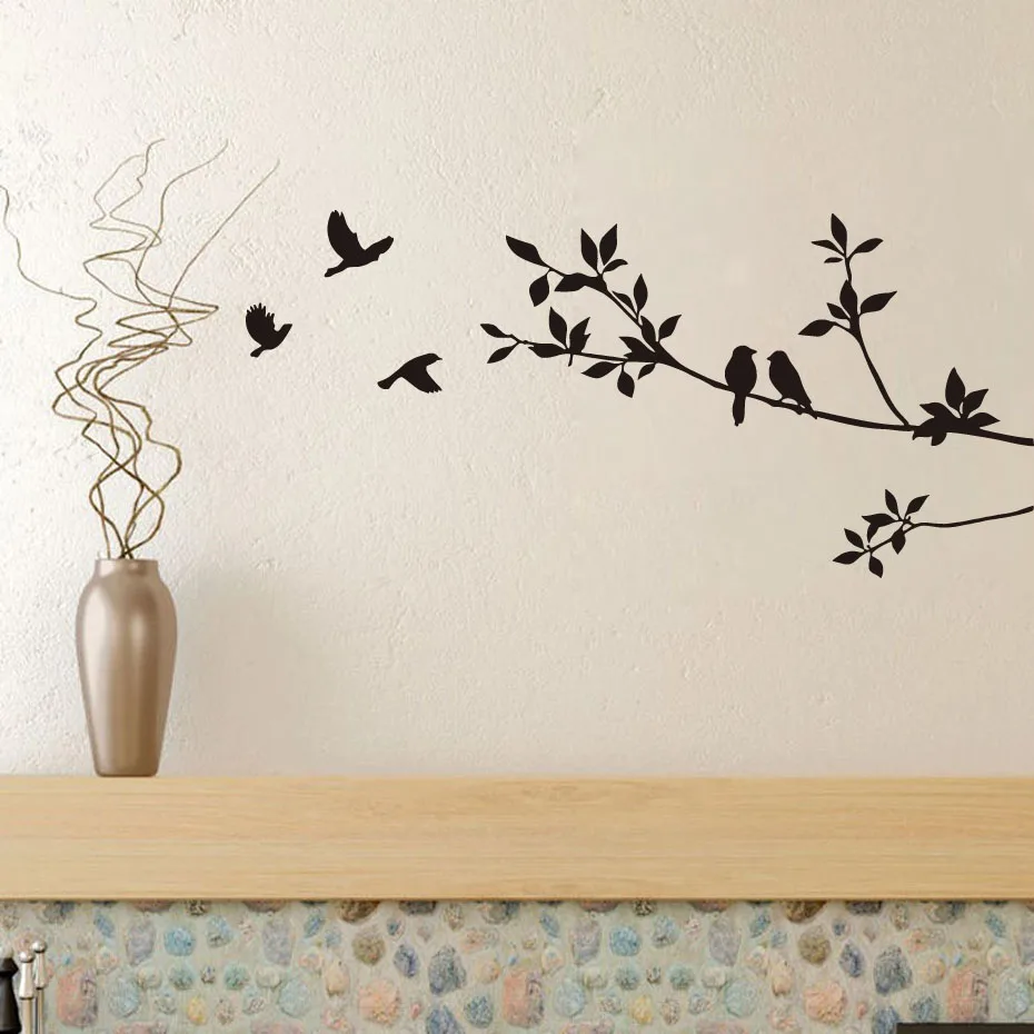 

Birds On Tree Branches Vinyl Wall Decals Black Bird Sticker Mural Art Decal Room Home Decor Room Decoration Wallpaper