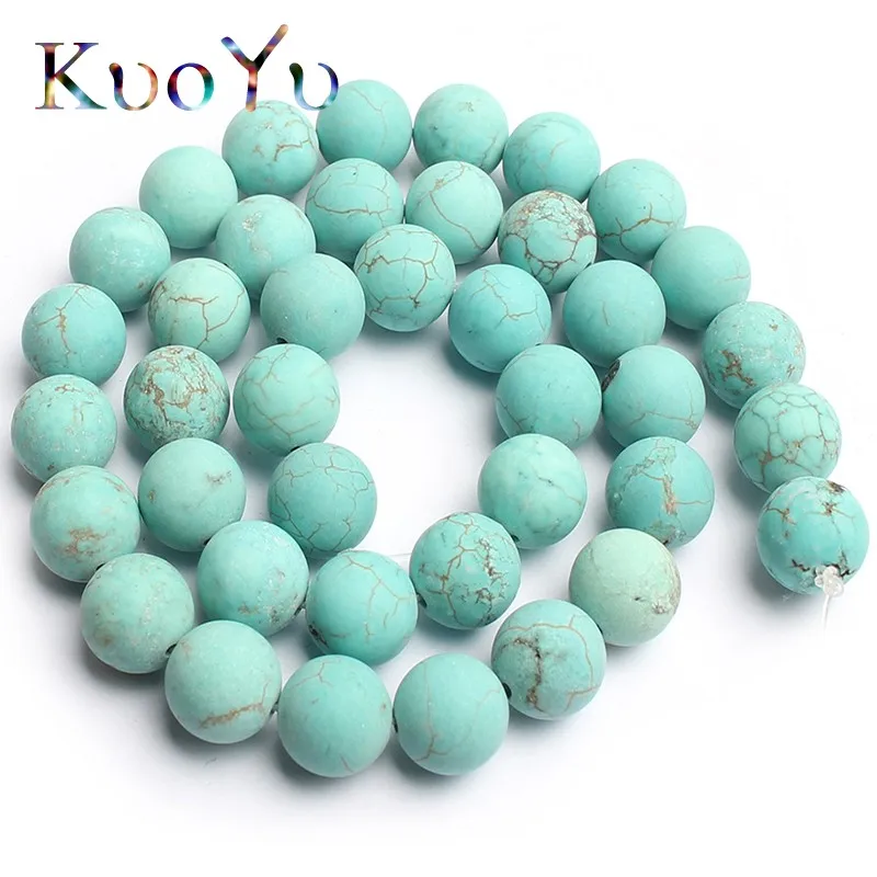 4/6/8/10mm Natural Minerals Stone Beads Matte Dull Polish Turquoises Beads for Jewelry Making DIY Handmade Bracelet Accessories