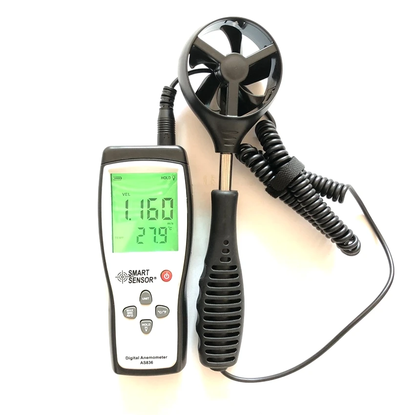 

Digital Speed Anemometer Meter Gauge Diagnostic-Tool Air Wind Velocity Tester 45m/s Temperature Measuring Data Hold AS836