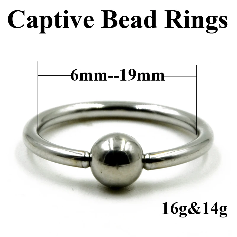 10 Pieces Extra Large Size Surgical Steel Captive Bead Ring Septum Nose Hoop Ring Ear Tragus Cartilalge Labia Piercing Ring 16g