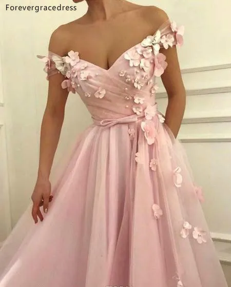 Pink Arabic Dubai Evening Dress Cheap A Line Flowers Pageant Holiday Women Wear Formal Party Prom Gown Custom Made Plus Size