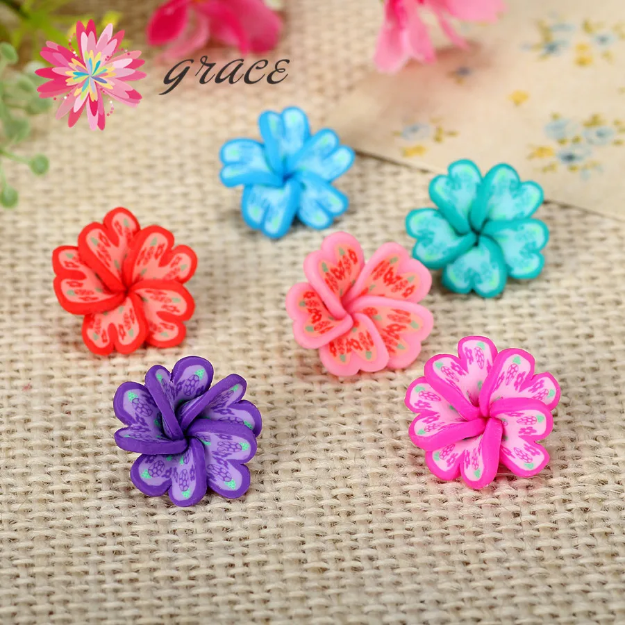 20 sztuk/partii 18mm wyprzedaż glina polimerowa Flatback Plumeria kwiaty koraliki na etui na telefon dekoracje akcesoria do wyrobu biżuterii