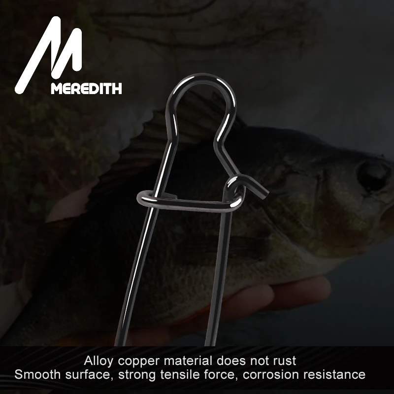 Meredith 50pcs Stainless Steel Fishing Connector Fast Clip Lock Snap Swivel Solid Rings Safety Snaps Fishing Hook Tool Snap