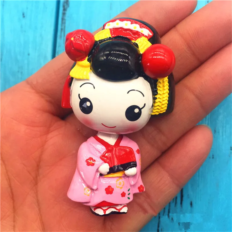 

Hot Sale Cute Cartoon Head Moving Kabuki Japan Tourism Souvenirs Fridge Magnet Refrigerator Magnetic Stickers Home Decor