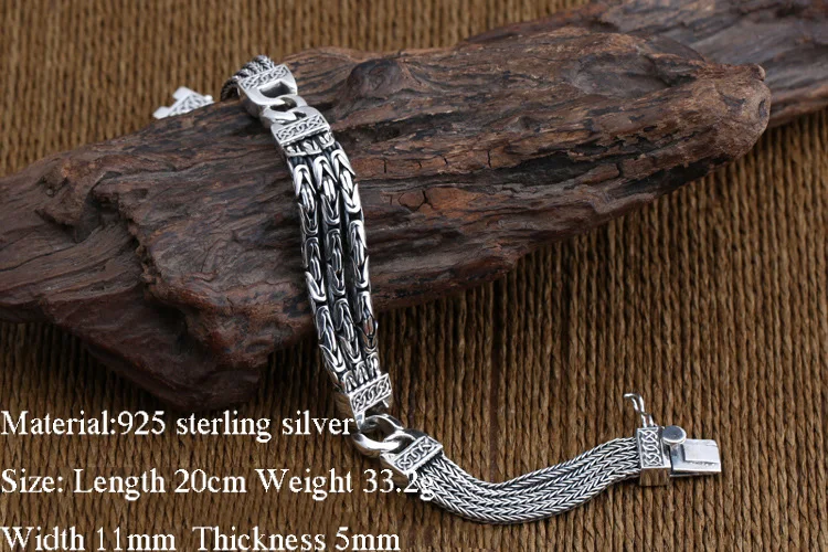 925 Sterling Silver Bracelets for Men Women Vintage S925 Solid Thai Silver Chain Bracelets Fashion Jewelry Birthday Best Gifts