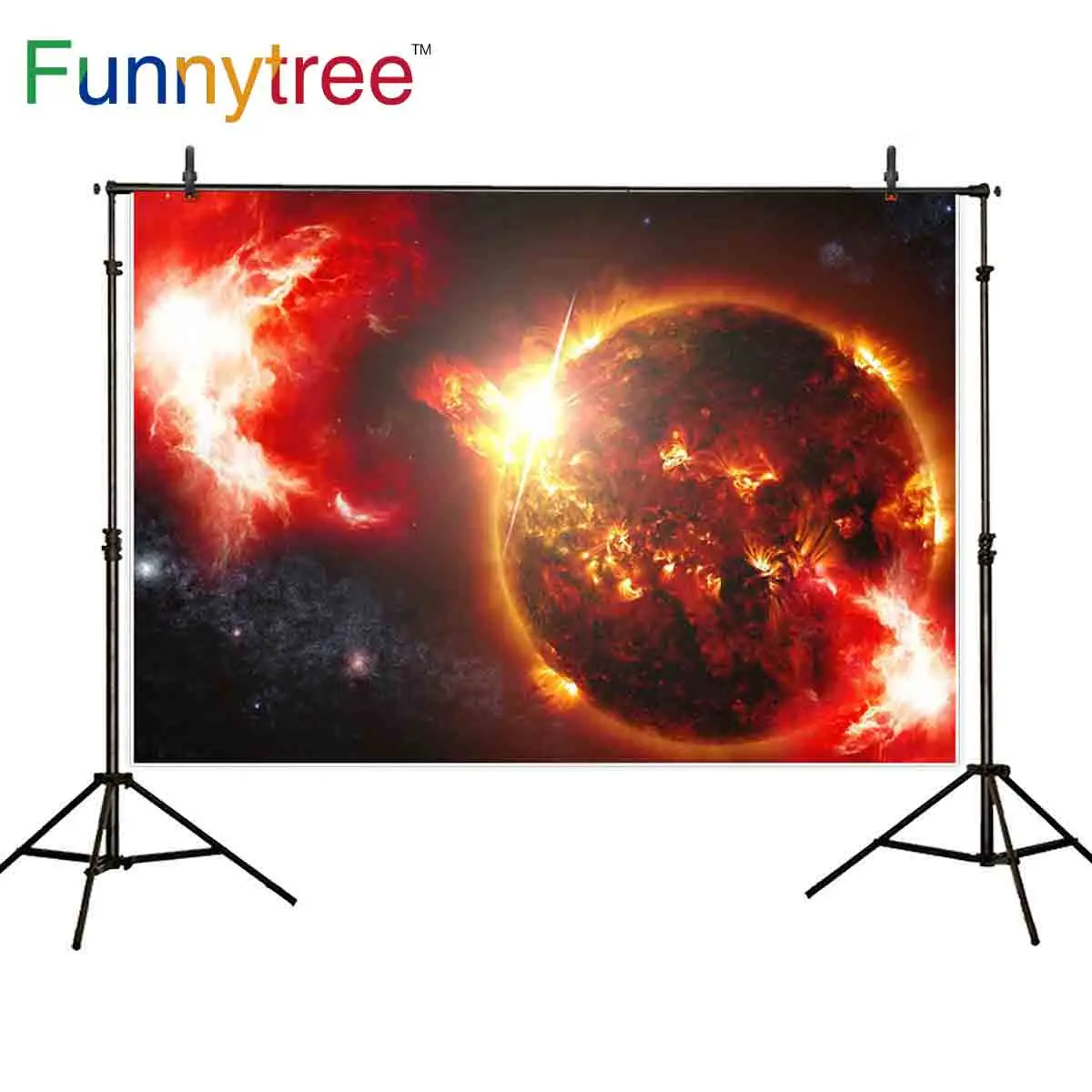 Funnytree children photography backdrops universe Science fiction Planet fire flash boy birthday background for photo photophone