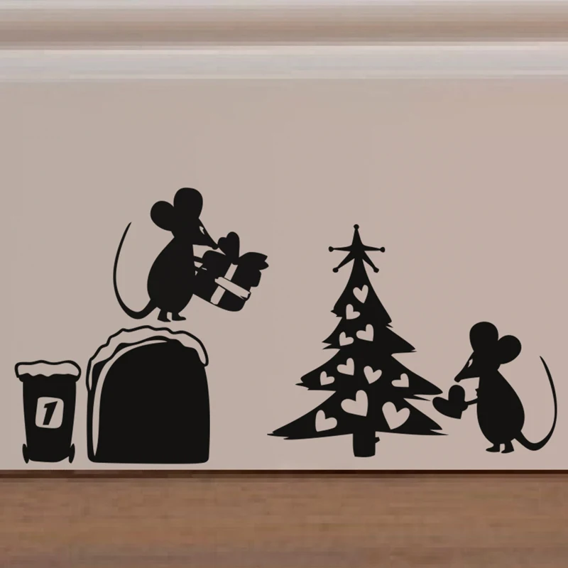 Funny Mouse Hole Wall Stickers Cartoon Rat Hole Removable Mural Christmas Home Decor Bedroom Living Room Decoration Decals