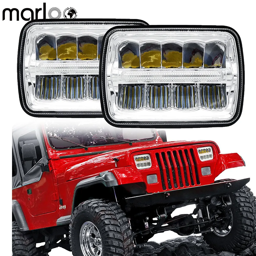 

DRL 5x7 7x6 inch Led Headlights for Jeep Wrangler YJ 1886-1995 for Jeep Cherokee XJ 1984-2001 for Trucks 4X4 Offroad Accessories