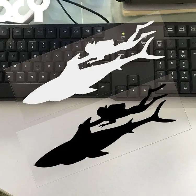 Diver and Shark Waterproof Car Sticker High Quality Motorcycle Stickers Decals Car Styling Car Reflective Type Drop Ship