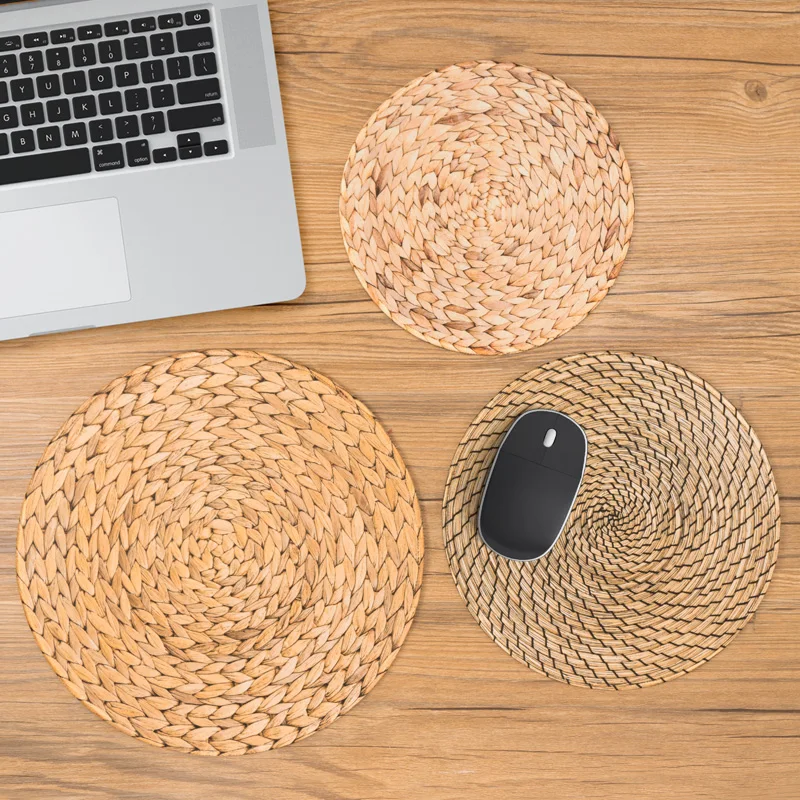 30cm rattan vine Weaving pattern Waterproof Circle Round Lockrand Gaming Working Personalized Mouse Mice Pad Mat