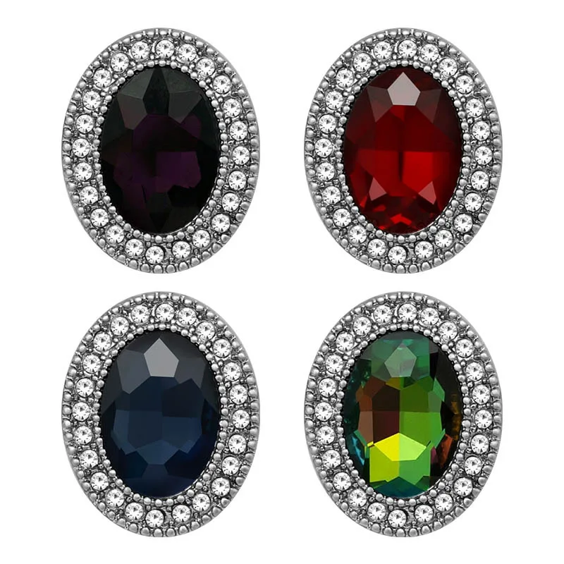KZ3438 New Beauty Rhinestone Oval Faceted Crystal 18mm snap buttons colorful fit 18mm snap necklace jewelry wholesale Gift