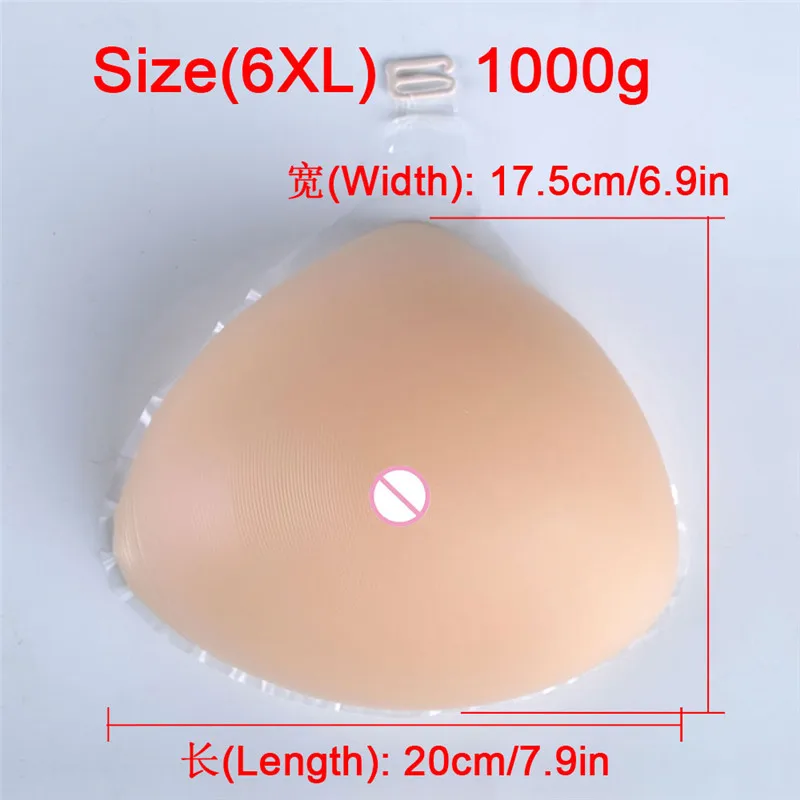 

1000g/pcs Portable Hook Type Triangle Mastectomy Breast Form Artificial Breast Enhancer Silicone Boobs Augmentation FF Cup