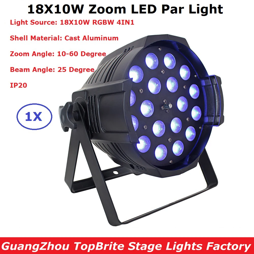 Hot sprzedaży 18X10W etap Led lampa Par Zoom funkcja 10-60 stopni 5/6/7/8/13 CH gładka ściemniacz RGBW 4 zmiana kolorów nowy projekt