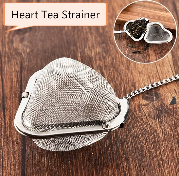 

Stainless Steel Reticular Heart Shaped Tea Strainer Teas Infuser Silvery Home Practical Hook Season Packet SN1131