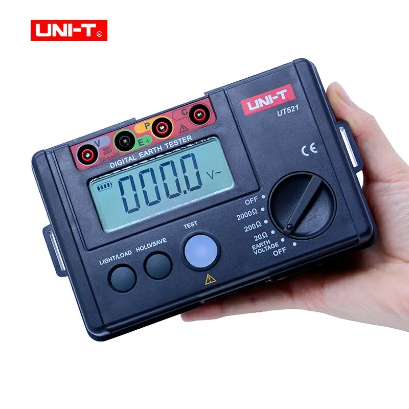 UNI-T UT521 Digital Earth Resistance Tester Digital Display 0-200V 0-2000 ohm Ground Earth Resistance Voltage Meter Tester