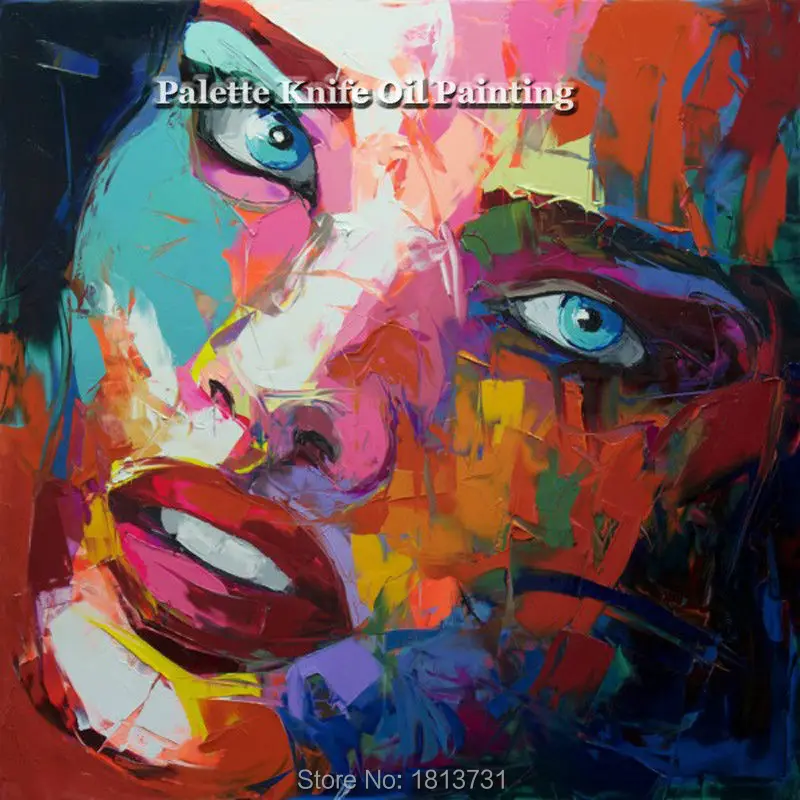 

Hand painted Francoise Nielly Palette knife portrait Face Oil painting Character figure canva wall Art picture14-35