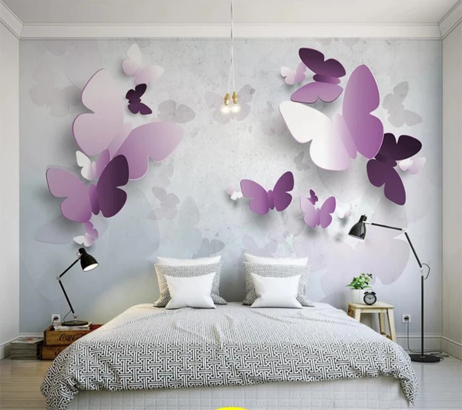 

wellyu Custom Photo Wallpaper 3D Murals Stereo Butterfly Living Room Bedroom TV Background Wall paper Mural 3d papel de parede