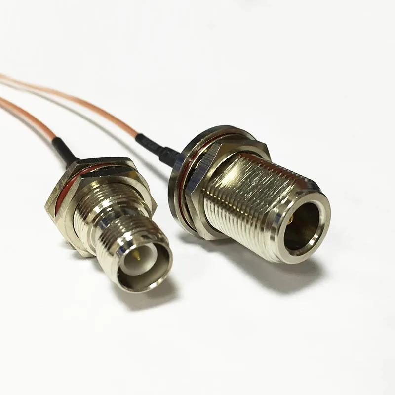 Interruptor de tuerca de mampara N hembra, RG178 conector macho, adaptador de cable de 15CM y 6 ", RP-TNC